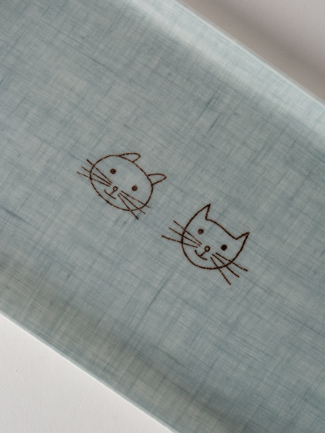 Linen Tray, Cats in Baby Blue