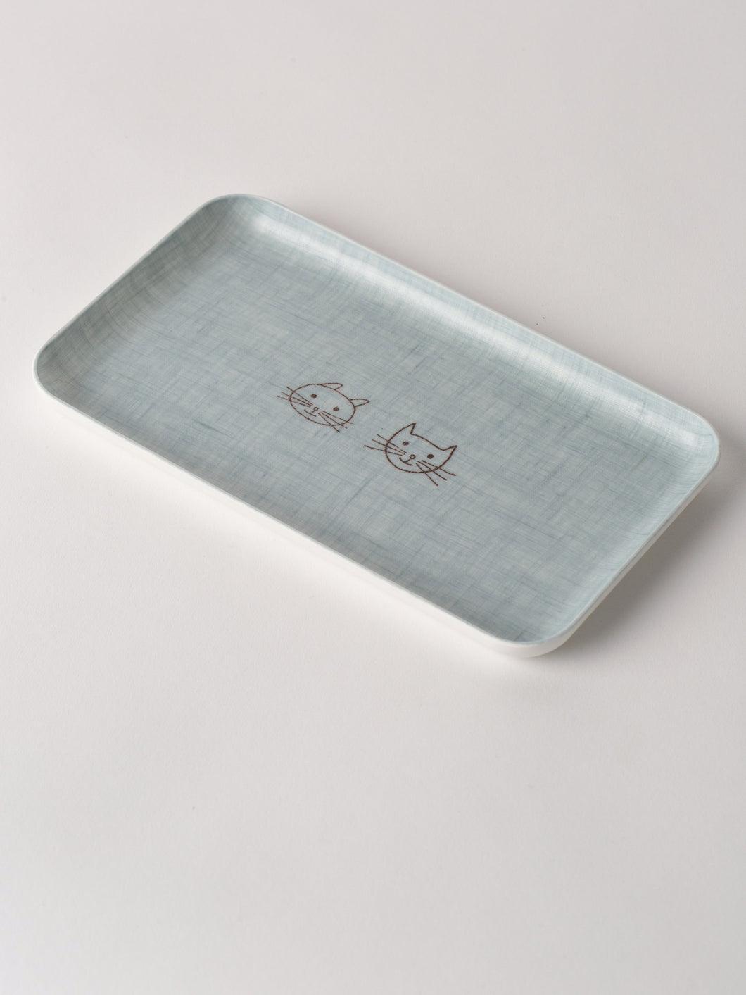 Linen Tray, Cats in Baby Blue