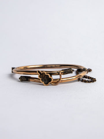 Victorian Gold Filled Bangle with Leaf Detail