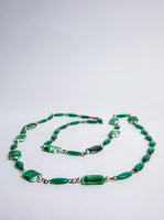 Vintage Necklace with Green Glass Beads and Pearls