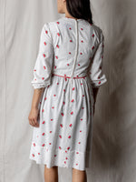 Vintage Cotton Dress in Ivory with Roses