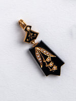 14k and Onyx Vintage Lily of the Valley Pendant