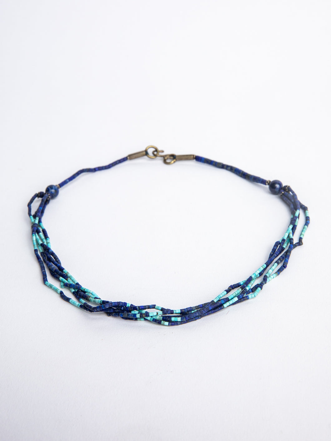Vintage Lapis and Turquoise Multi Strand Choker