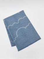 ama London Cloudline Fringed Merino Wool Baby Blanket in Cloud Blue