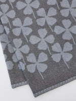 ama Hand Finished Clover Print Merino Wool Baby Blanket in Cloud