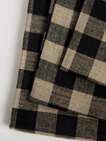 Linen Tea Towel in Black and Natural Check