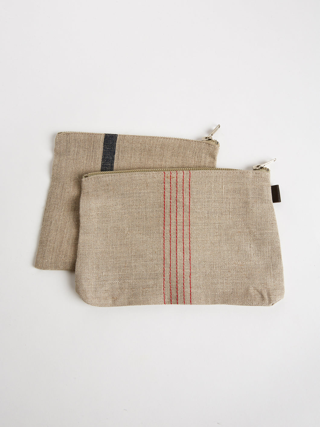 Linen Pouch in Natural and Red