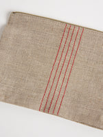 Linen Pouch in Natural and Red