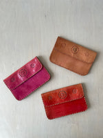 Lambskin Wallet with Floral Design In Watermelon