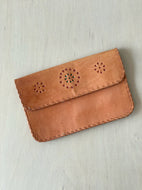 Lambskin Wallet with Floral Design In Natural