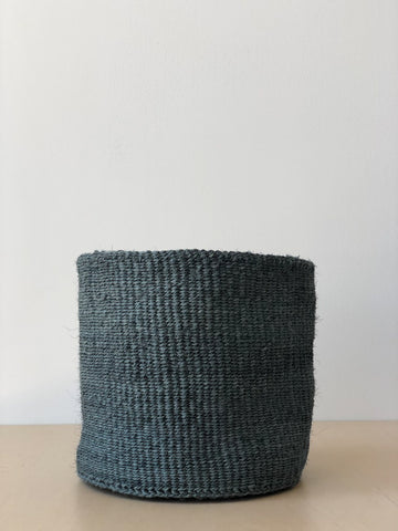 Medium Sisal Cylindrical Basket in Blue Grey