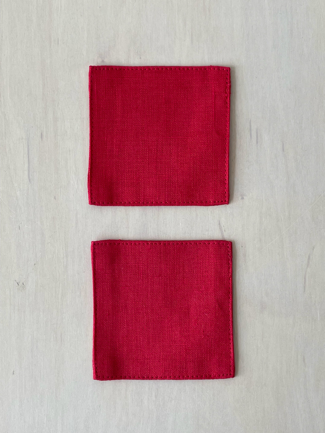 Linen Coaster Set of 4 in Red