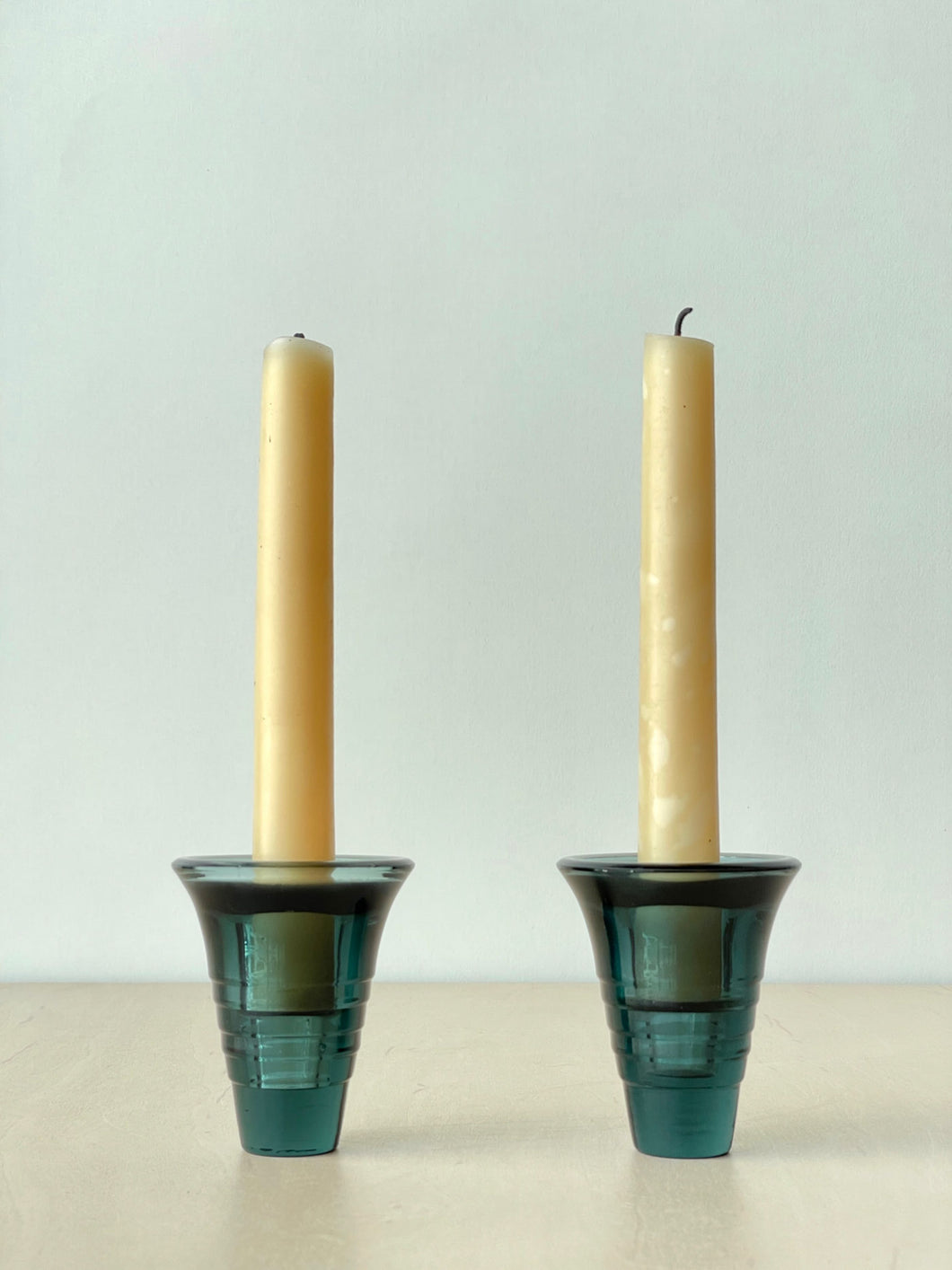 Vintage Indigo Crystal Candlestick Holders