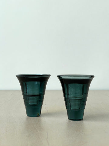 Vintage Indigo Crystal Candlestick Holders