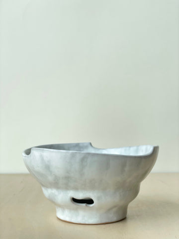 Vintage Studio Ceramic Pedestal Bowl with Cutouts