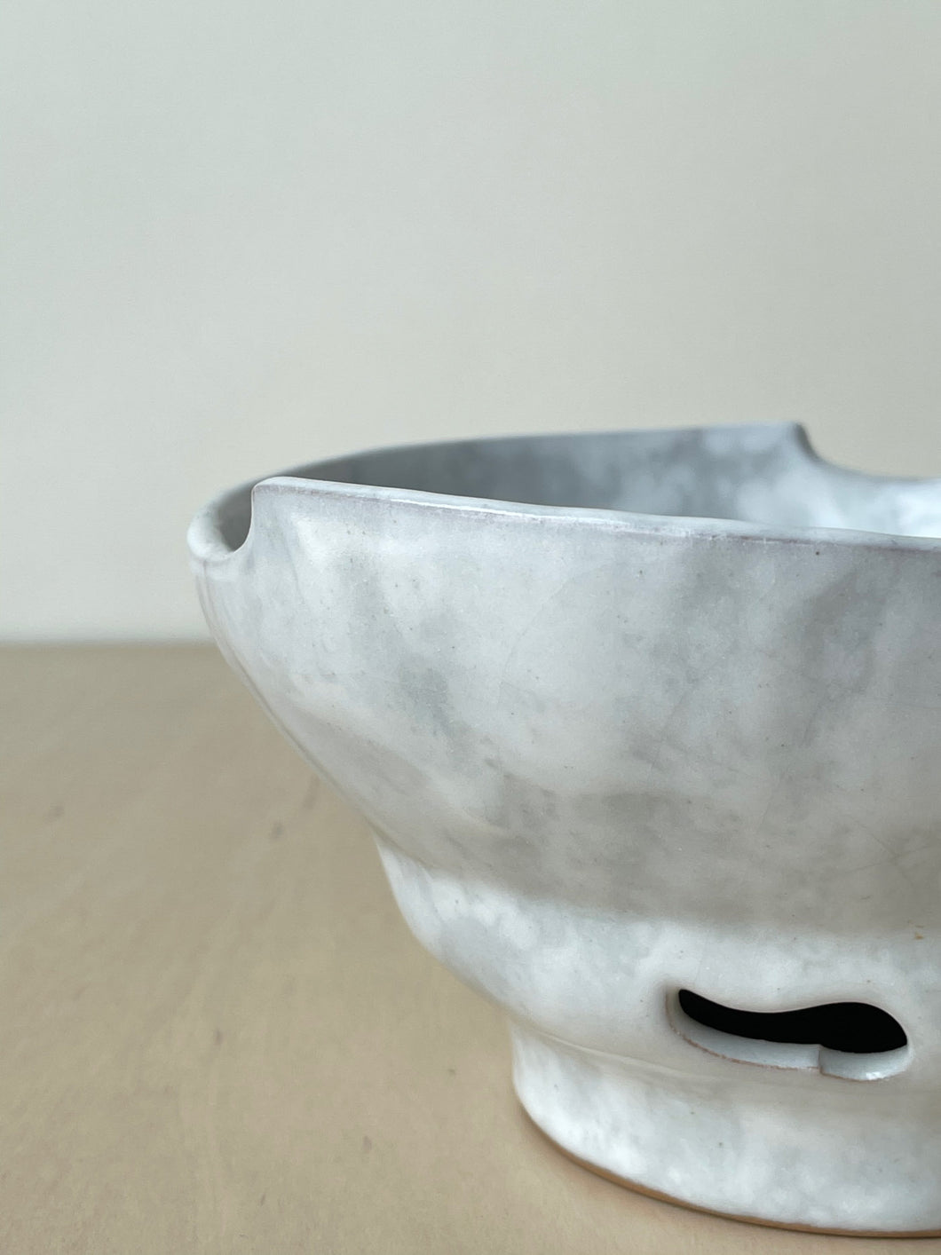 Vintage Studio Ceramic Pedestal Bowl with Cutouts