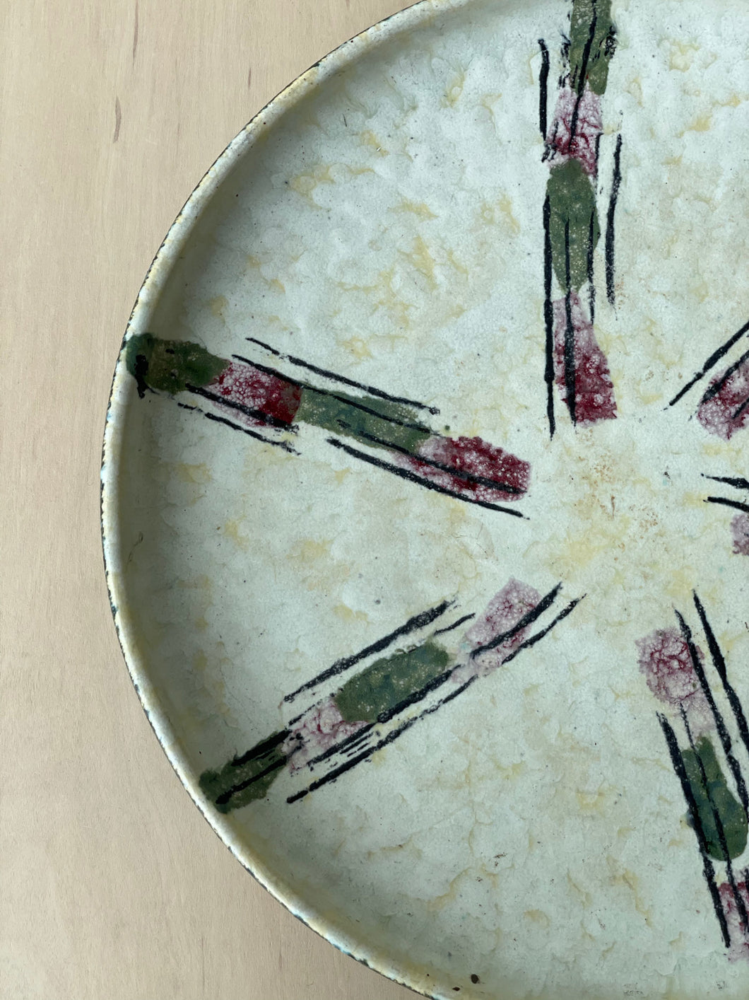 Vintage Serving Tray with Magenta and Sage Accents