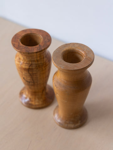 Vintage Burled Candlestick Holders