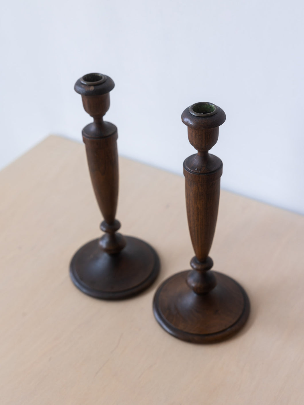 Vintage Pair of Wooden Candlesticks
