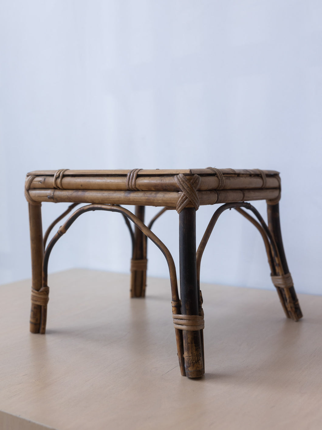 Vintage Bamboo and Rattan Stool