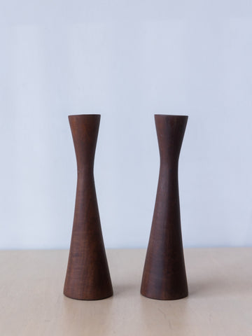 Mid Century Rosewood Candlestick Holders