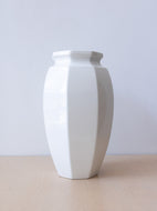 Large Vintage White Fluted Vase