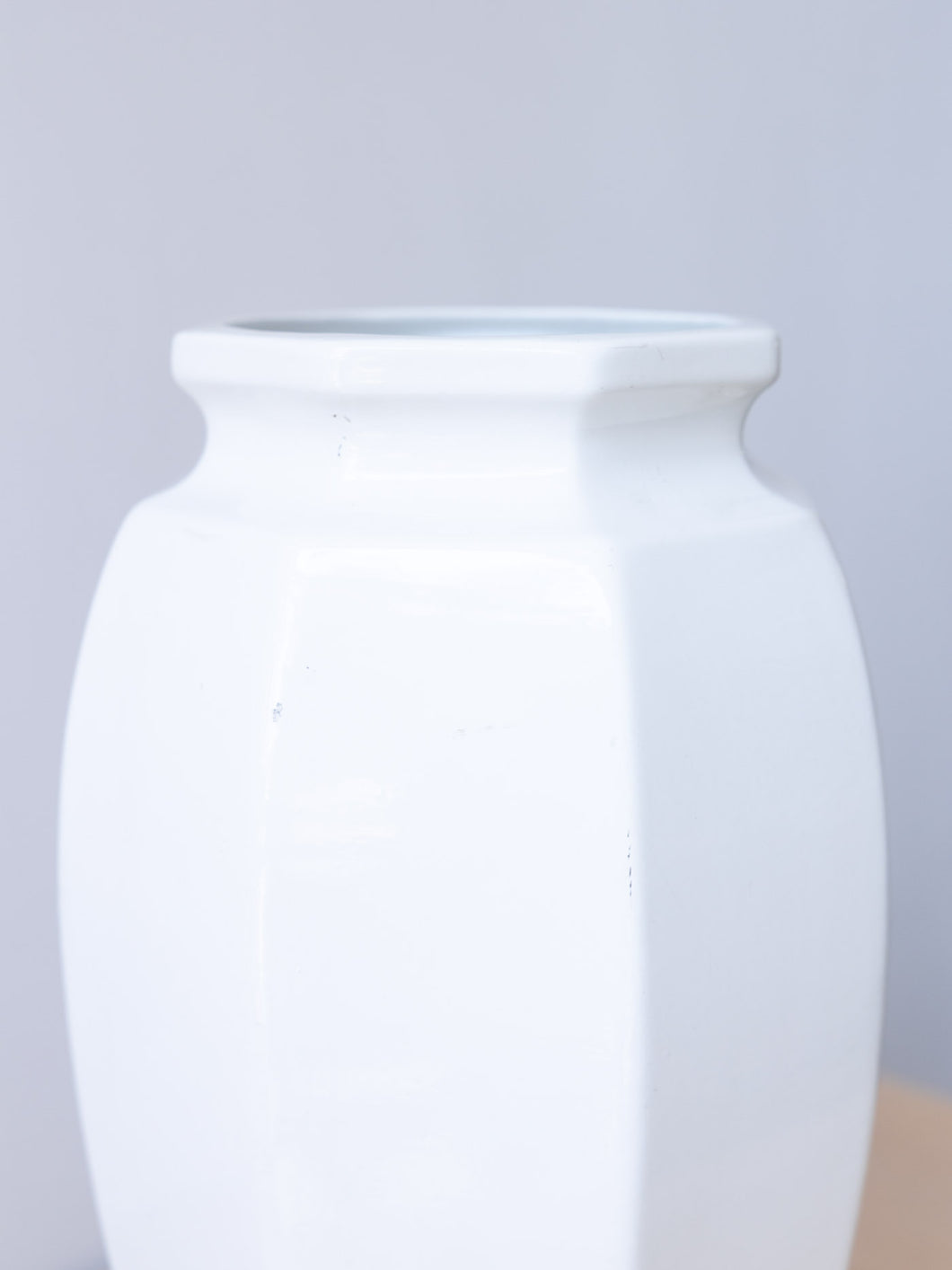 Large Vintage White Fluted Vase