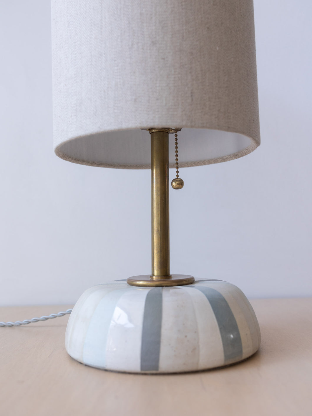 Sparo Striped Lamp with Linen Barrel Shade