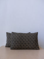 Small Vintage Hmong Fabric Pillow in Soft Black