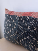 Vintage Hmong Pillow in Blue and Red