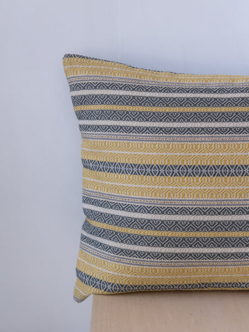 Large Lumbar Pillow in Saffron and Grey