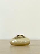 Flat Round Glass Bud Vase Tan