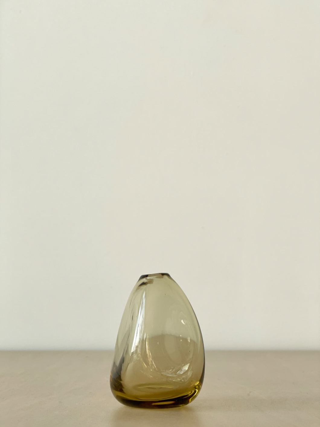 Tall Triangle Glass Vase in Tan