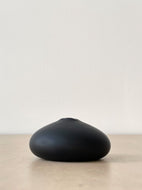Flat Round Glass Bud Vase Matte Black