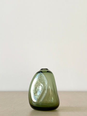 Tall Triangle Glass Vase In Forest Green