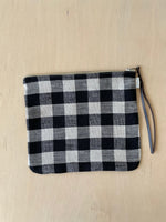 Linen Bag in Black and Natural Check