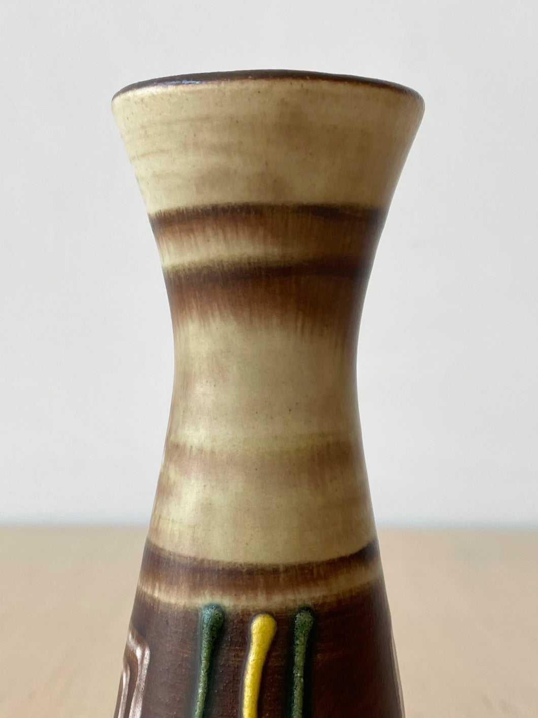 Vintage Taupe and Brown Ceramic Vase