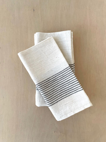 Riviera Napkin in Natural with Grey