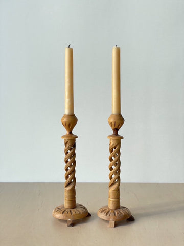 Vintage Carved Candlestick Holders
