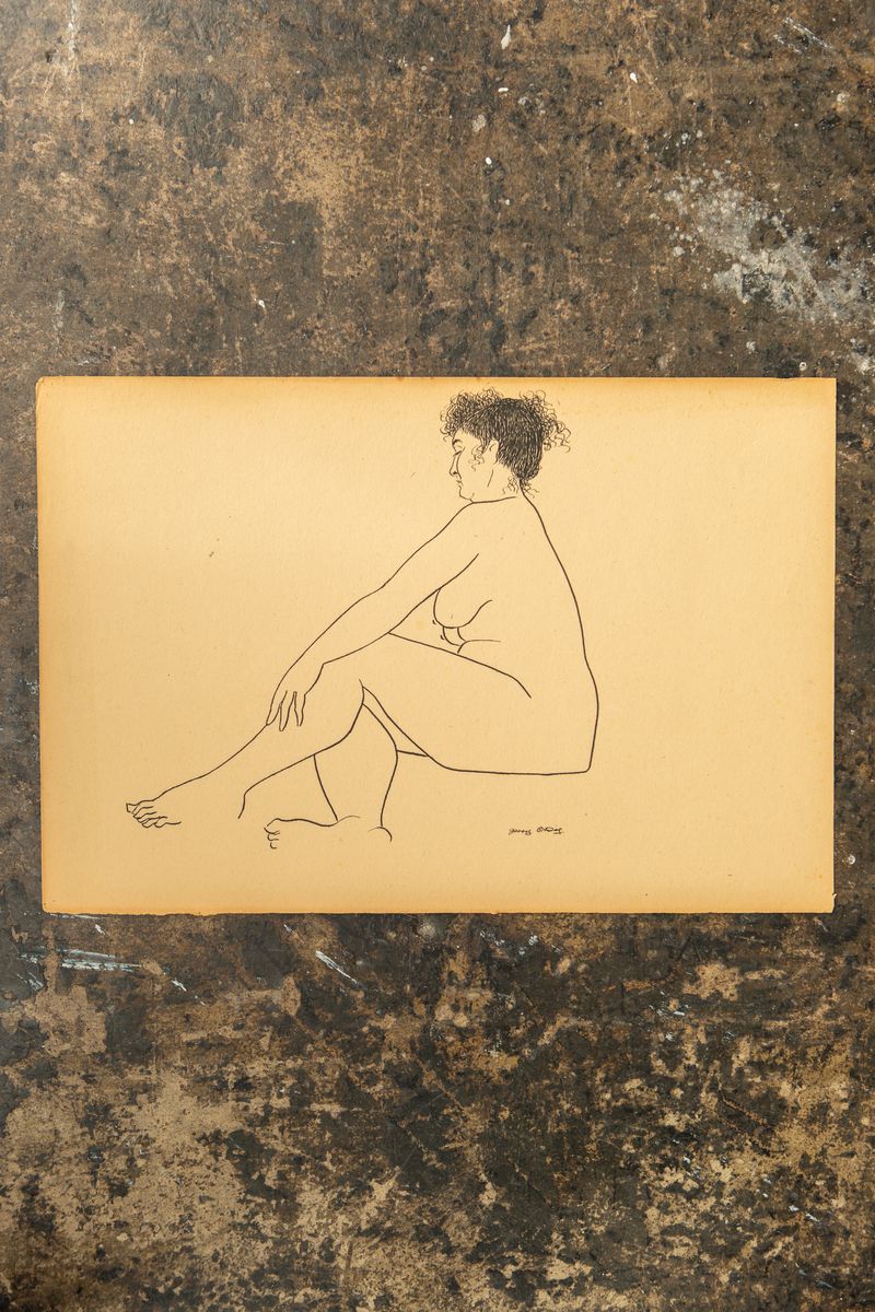 Jerry O'Day Nude Ink Drawing